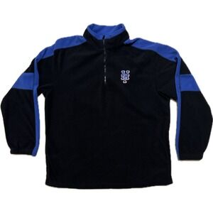 Majestic New York Mets Fleece Pullover Mens Large Black Blue Quarter Zip MLB